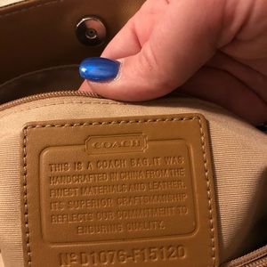 Coach signature cream and beige handbag